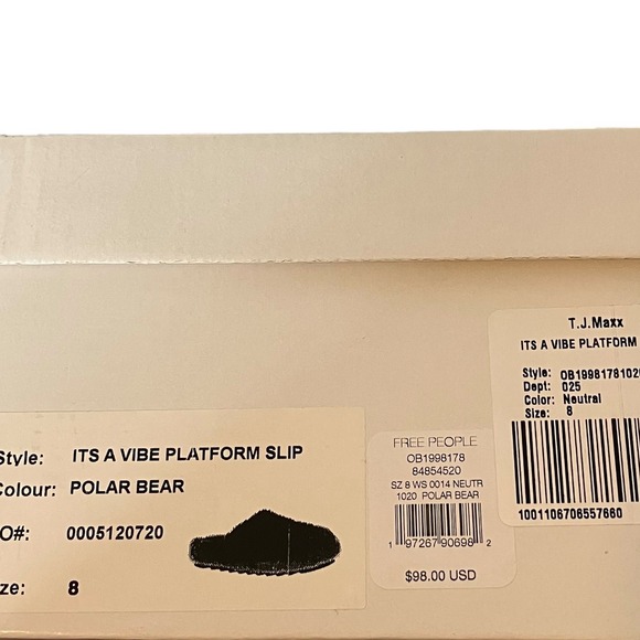 Free People Its A Vibe Platform Slip Slippers Tan Faux Fur Size 8 - Picture 7 of 8